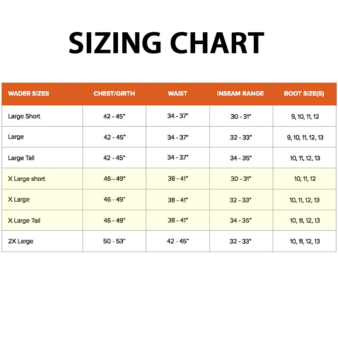 Sitka Gear Size Chart A Visual Reference of Charts Chart Master